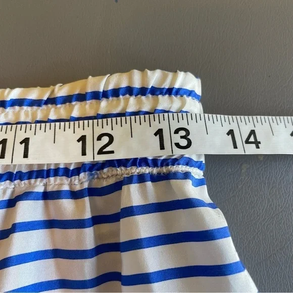 Jessicas ltd Vintage Skirt Circle 100% Silk Stripes White Blue sz 8 - Picture 4 of 5